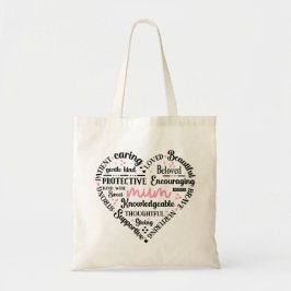 Bolsa Tote Best Mum Ever: Mother's Day & Birthday Heart Word