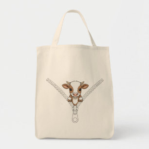 Bolsa Tote Bezerro engraçado do Texas Longhorn espiando
