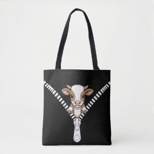 Bolsa Tote Bezerro engraçado do Texas Longhorn espiando