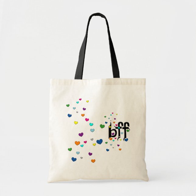 Bolsa Tote bff ~ corações (Frente)