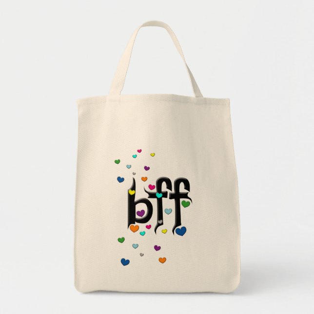 Bolsa Tote bff ~ corações (Frente)