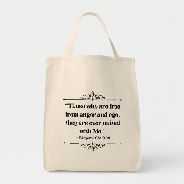 Bolsa Tote Bhagavad Gita, uma citação minimalista espiritual (Frente)