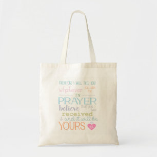 Bolsa Tote Bíblia Cristã Bonita Verso Oração Faith Pastel