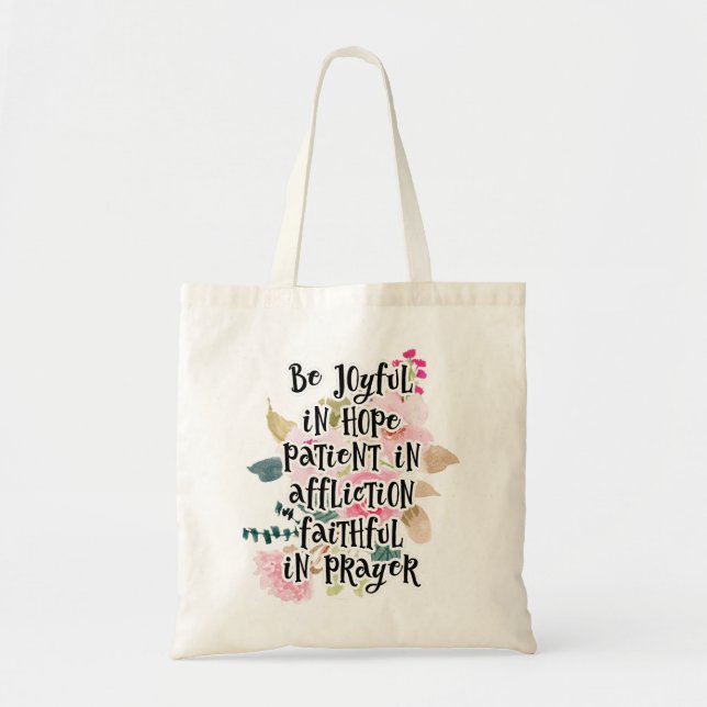 Bolsa Tote Bíblia Cristã Inspiradora Verse Floral (Frente)