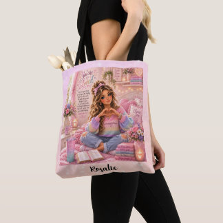 Bolsa Tote Bíblia Cristã Menina Rosa Pastel Bonito Arco-íris