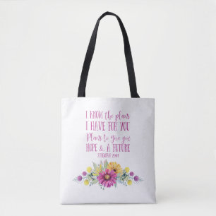 Bolsa Tote Bíblia Cristã Verse Watercolor Floral