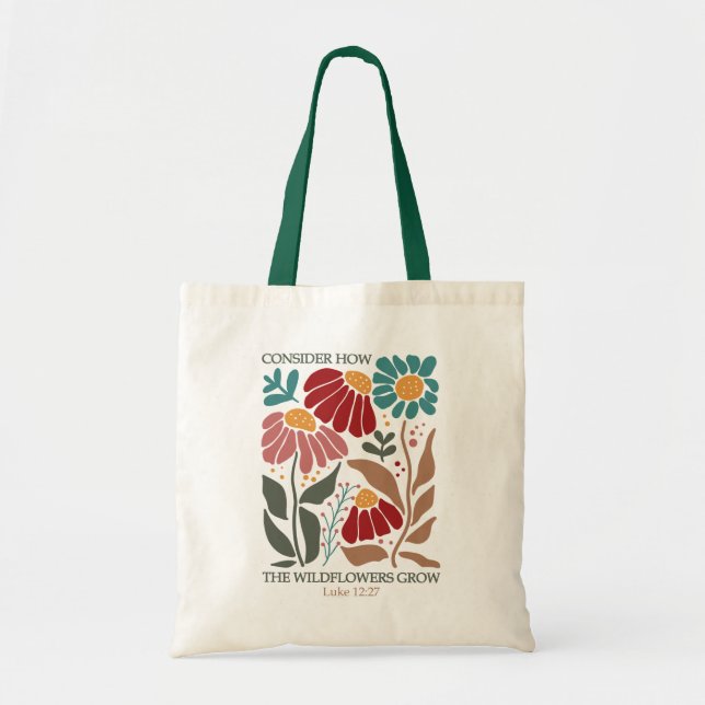 Bolsa Tote Bíblia de flores silvestres Verso (Frente)