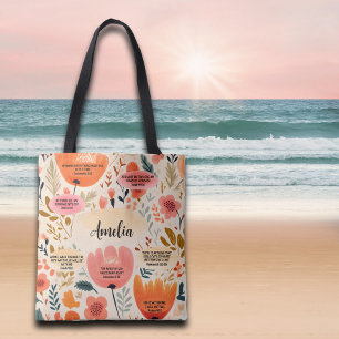 Bolsa Tote Bíblia Floral Boho Versa Afirmação Com Nome