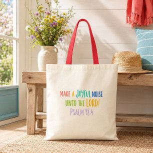 Bolsa Tote Bíblia Verso Colorido Faça um Barulho Alegre