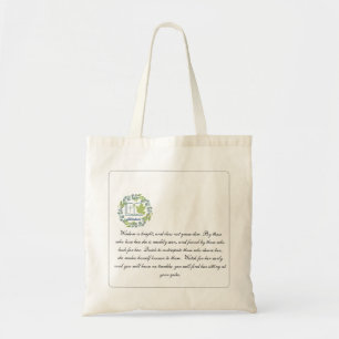 Bolsa Tote Bíblia Verso Sabedoria Personalizada Cristã Verde