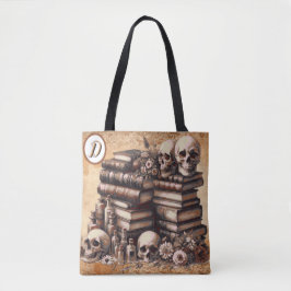 Bolsa Tote Biblioteca acadêmica gótica dos Skulls Monograma
