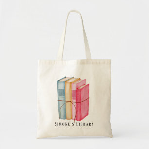 Bolsa Tote Biblioteca de Cores d'Água Livros Personalizados
