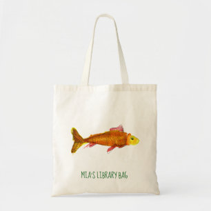 Bolsa Tote Biblioteca de crianças de arte de peixe-dourado d