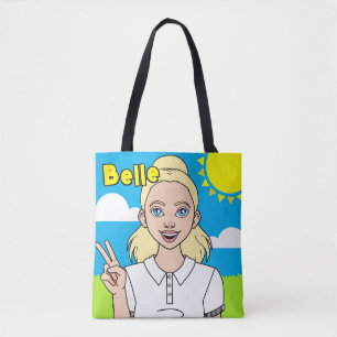 Bolsa Tote Biblioteca de nomes da escola de cartoon Blona