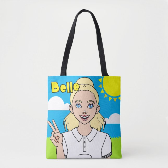 Bolsa Tote Biblioteca de nomes da escola de cartoon Blona (Frente)
