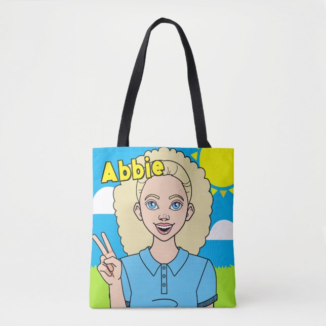 Bolsa Tote Biblioteca de nomes de estudantes de cartoon loira (Frente)