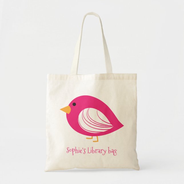 Bolsa Tote Biblioteca infantil de aves coloridas Tote Bag (Frente)