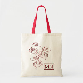 Bolsa Tote Biblioteca Ramo de Ramalhetes Burgundy Berry Natal