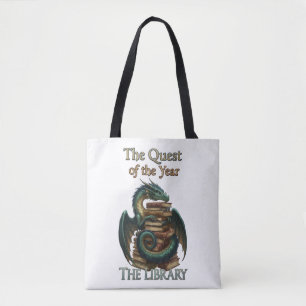 Bolsa Tote Bibliotecária Dragão de Leitura de Fantasia   A Bu