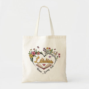 Bolsa Tote Bibliotecário Compaixão - Design de Coração Floral