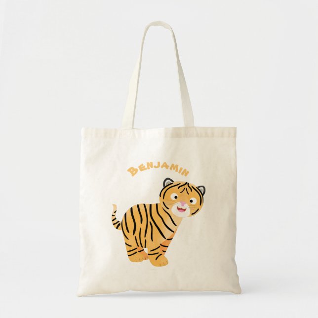 Bolsa Tote Bicho de tigre feliz e bonito (Frente)