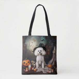 Bolsa Tote Bichon Frise Abóboras Halloween Assustador