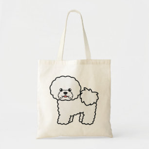 Bolsa Tote Bichon Frise Cachorro de Desenho Animado Fofo