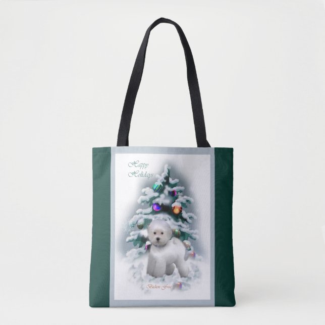 Bolsa Tote Bichon Frise Christmas (Frente)