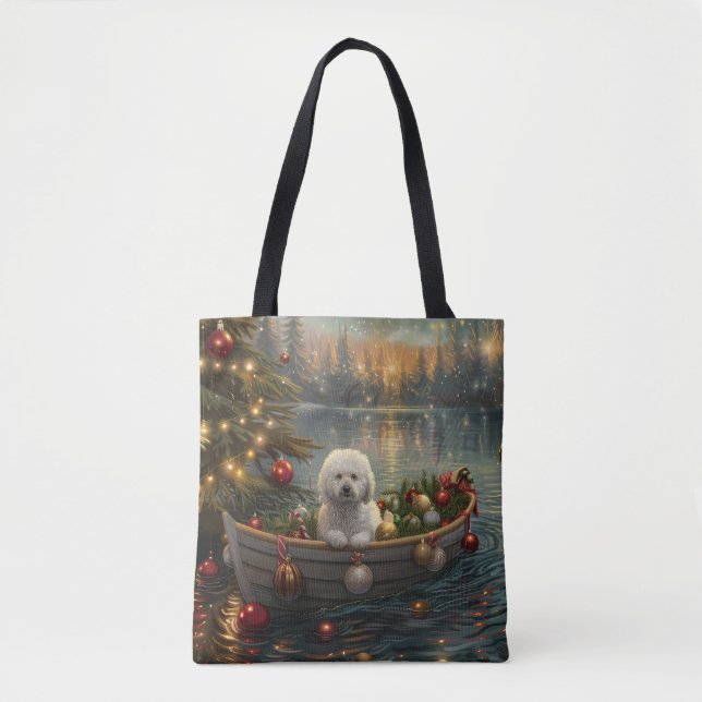 Bolsa Tote Bichon Frise Natal Festiva Voyage (Frente)