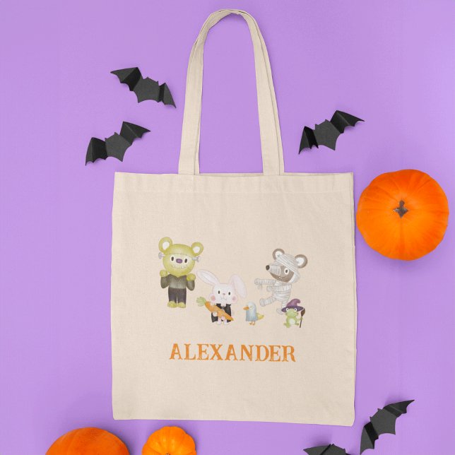Bolsa Tote Bichos Cachorros Crianças de Halloween Trick ou Tr (Criador carregado)
