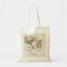 Bicicleta Boho Vintage com Aquarela Flor Basket