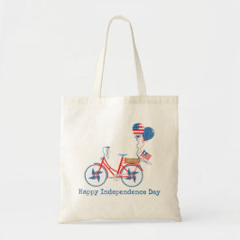 Bolsa Tote Bicicleta Caprichosa do Dia 4 de Julho Vermelha, B