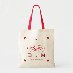 Bolsa Tote bicicleta com iniciais e nome personalizado