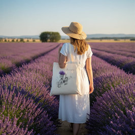 Bolsa Tote Bicicleta de Desenho Natural com Charme de Lavanda