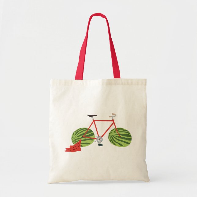Bolsa Tote Bicicleta Engraçada com Rodas de Melancia (Frente)