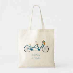 Bolsa Tote Bicicleta para Dois Nomes e Bike Tandem de Aquarel