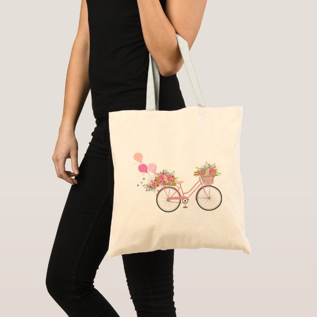 Bolsa Tote Bicicleta Rosa Whimsical (Frente (produto))
