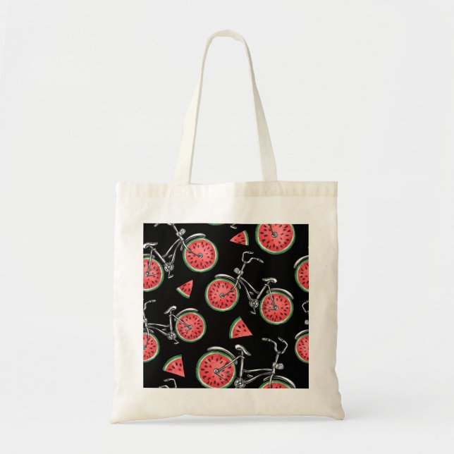 Bolsa Tote Bicicletas de roda de melancia, padrão de verão. (Frente)