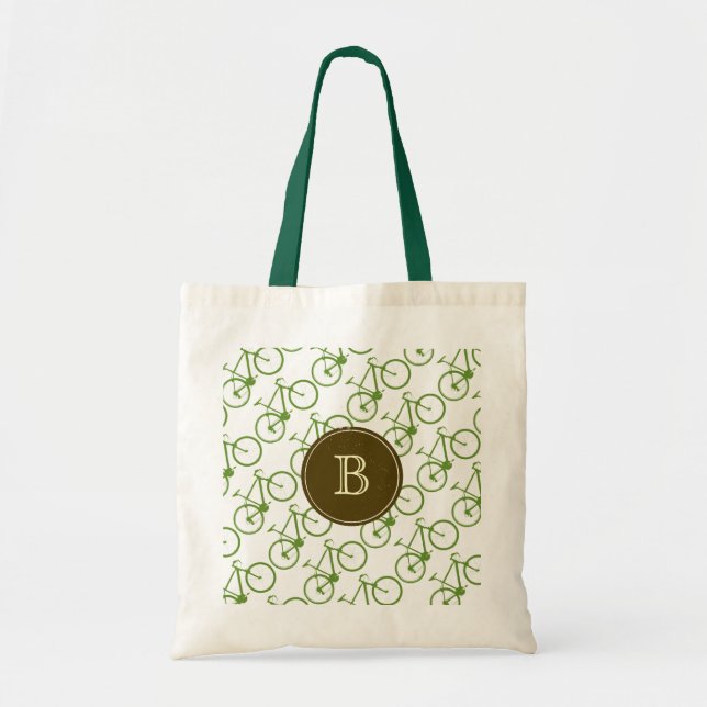 Bolsa Tote Bicicletas verdes monograma (Frente)