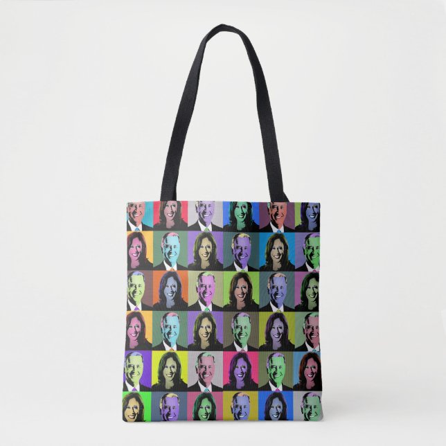 Bolsa Tote Biden Harris Pop Art (36 cores) (Frente)