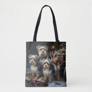 Bolsa Tote Biewer Terrier Nevado Trineo Decoración de Navidad