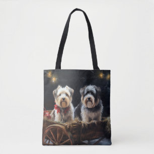 Bolsa Tote Biewer Terrier Nevado Trineo Decoración de Navidad