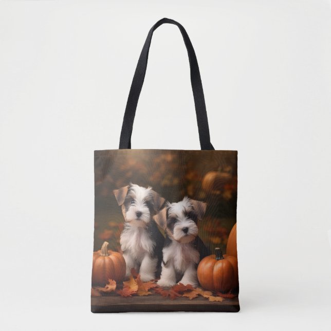 Bolsa Tote Biewer Terrier Puppy Autumn Delight Pumpkin (Frente)