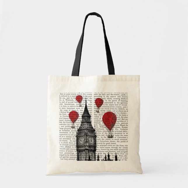 Bolsa Tote Big Ben e Red Hot Air Balloons (Frente)