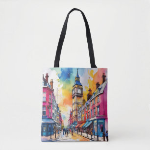 Bolsa Tote Big Ben e Vibrant London Street Watercolor