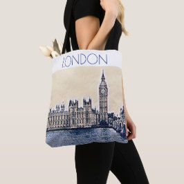 Bolsa Tote Big Ben London Watercolor art