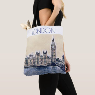 Bolsa Tote Big Ben London Watercolor art