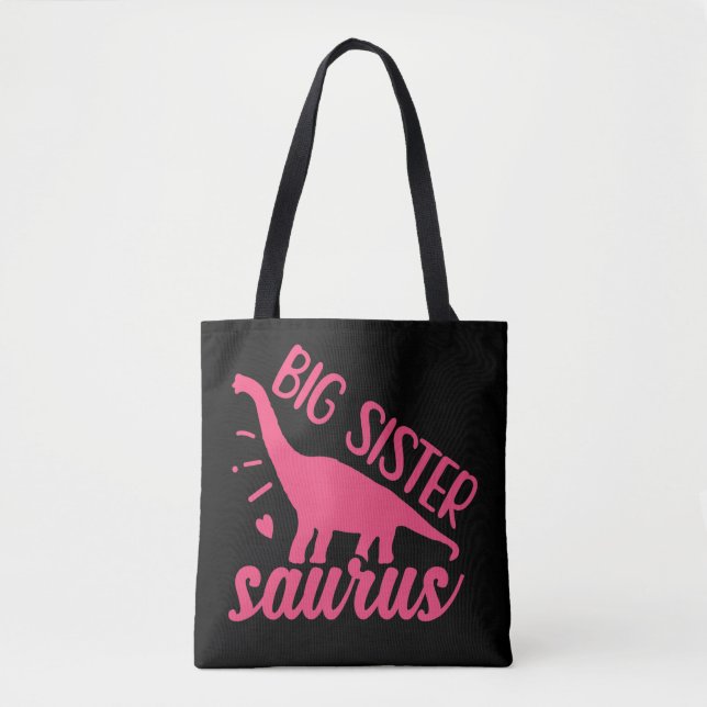 Bolsa Tote Big Sister Saurus a rosa (Frente)