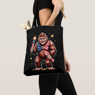 Bolsa Tote Bigfoot Fogos de Artifício 4 de Julho Sasquatch EU