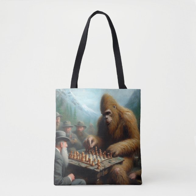 Bolsa Tote Bigfoot Tocando Xadrez (Frente)